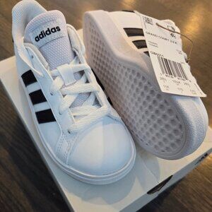 Adidas Kids Grand Court 2.0 White and Black Sneakers